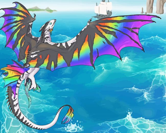 Rainbow dragon over sea painting by numbers.jpeg