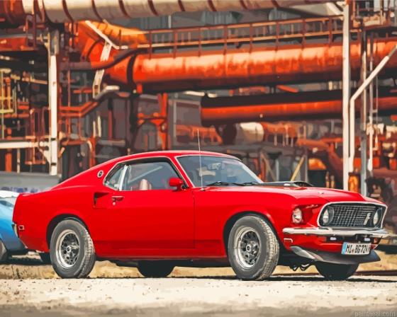 Red 1969 ford mustang fastback painting by numbers.jpeg