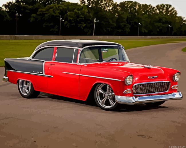 Red 55 chevrolet car painting by numbers.jpeg