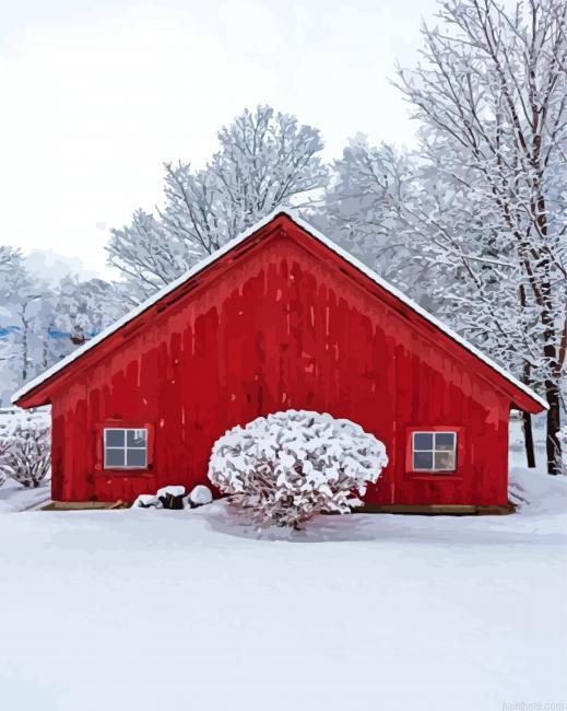 Red barn in winter painting by numbers.jpeg