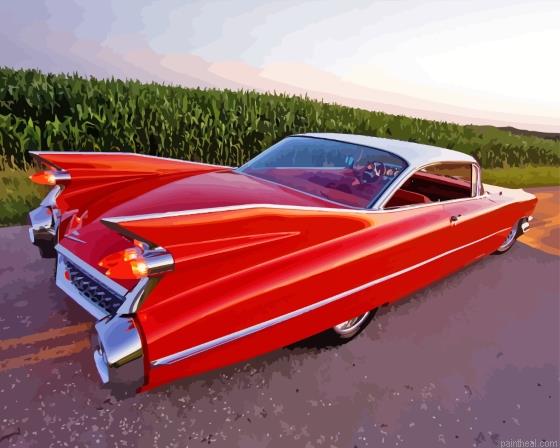 Red cadillac 1959 car painting by numbers.jpeg