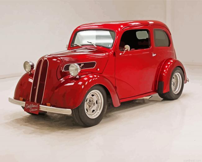 Red vintage ford anglia car painting by numbers.jpeg