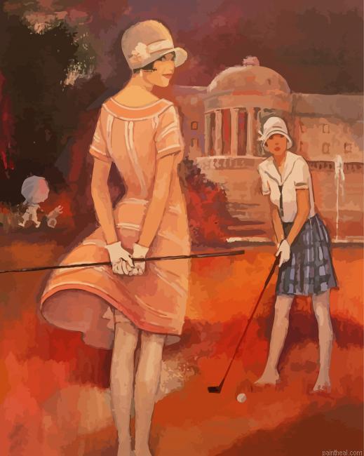 Retro woman golfer painting by numbers.jpeg