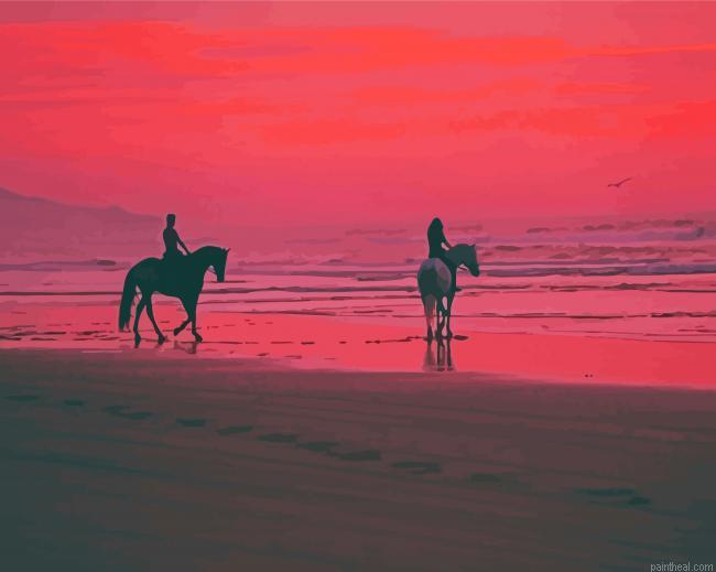 Ride on the beach at pink sunset painting by numbers.jpeg