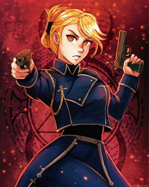 Riza hawkeye anime character painting by numbers.jpeg