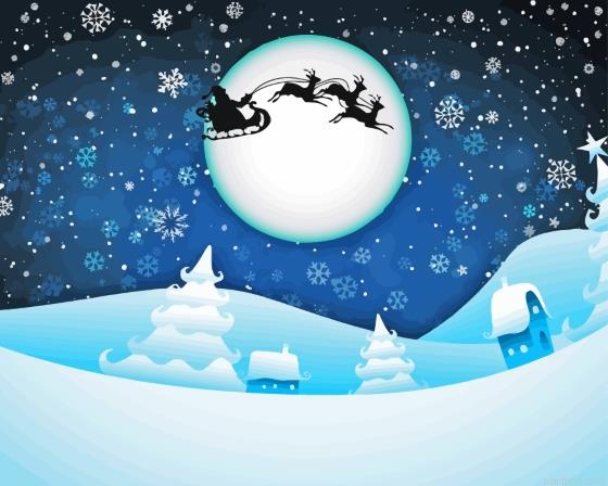 Santa claus silhouette snowy night painting by numbers.jpeg