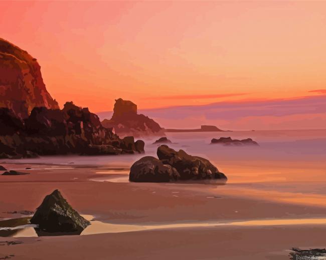 Scotland lunan bay at sunset painting by numbers.jpeg