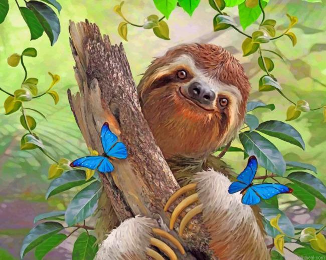 Sloth and butterflies painting by numbers.jpeg