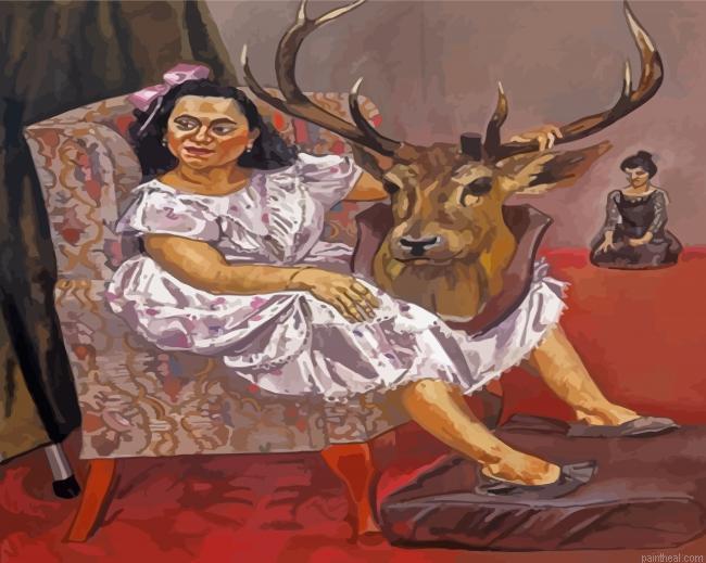 Snow white playing with her fathers trophies paula rego painting by numbers.jpeg