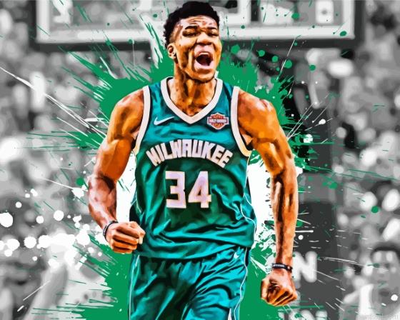 Splatter monochrome milwaukee bucks player painting by numbers.jpeg