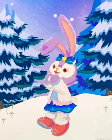 Stellalou rabbit in snow painting by numbers.jpeg