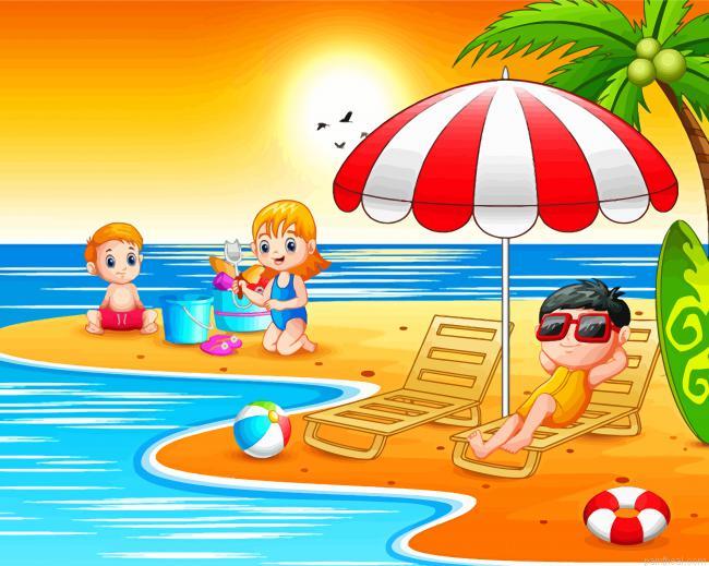 Summer vacation children in beach painting by numbers.jpeg