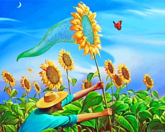 Sunflowers and butterfly vladimir kush 6 painting by numbers.jpeg