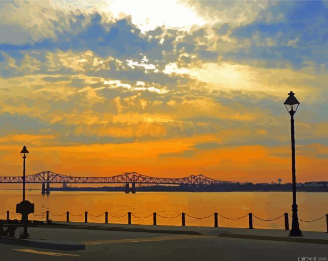 Sunrise at natchez bridge painting by numbers.jpeg