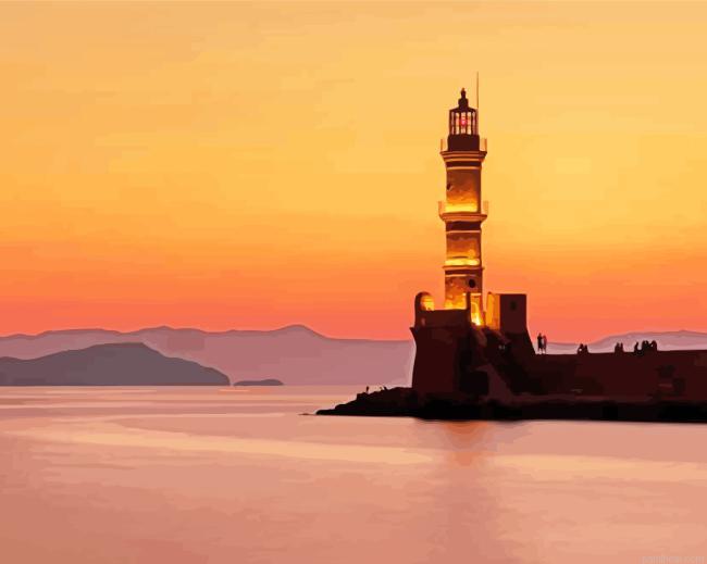 Sunset at chania lighthouse painting by numbers.jpeg