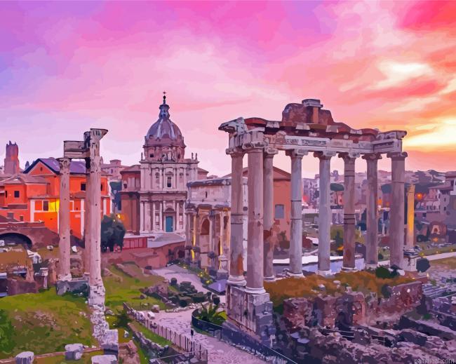 Sunset at forum rome painting by numbers.jpeg