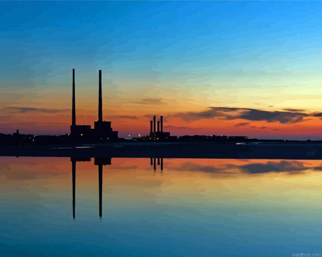 Sunset silhouette poolbeg towers painting by numbers.jpeg