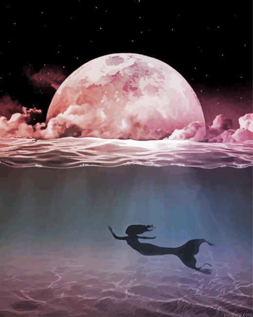 Swimming mermaid under the moonlight painting by numbers.jpeg