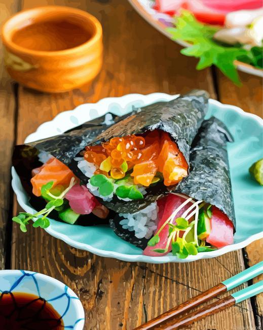 Temaki sushi hand roll food painting by numbers.jpeg