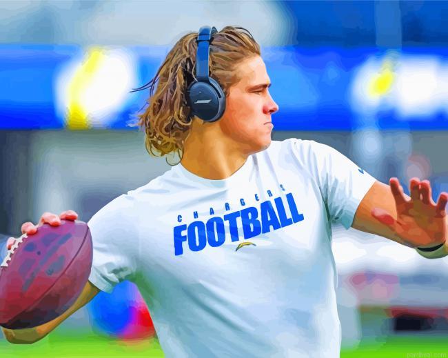 The american football player justin herbert painting by numbers.jpeg