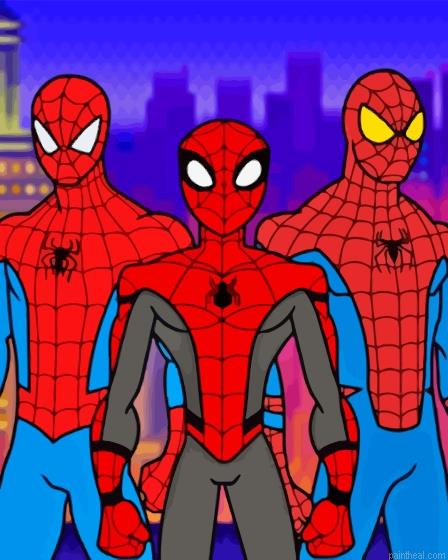 Three heroes spidermen painting by numbers.jpeg