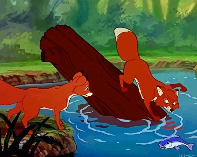Tod and vixey cartoon painting by numbers.jpeg