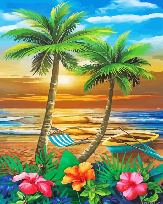 Tropical palms and flowers painting by numbers.jpeg