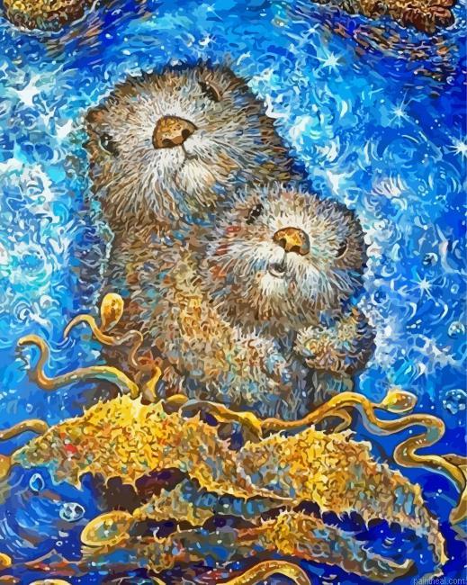 Two abstract otters painting by numbers.jpeg