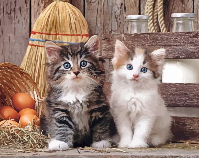 Two kittens in a barn painting by numbers.jpeg