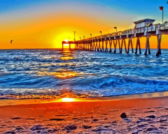 Venice florida pier at sunset painting by numbers.jpeg