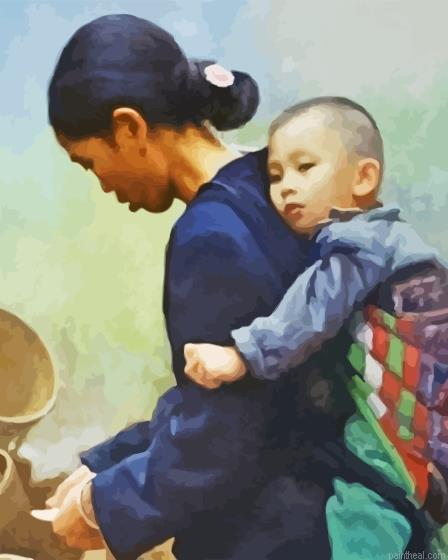 Vintage asian mother and child painting by numbers.jpeg