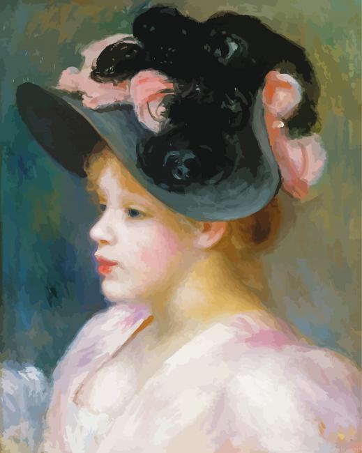 Vintage lady with black hat painting by numbers.jpeg
