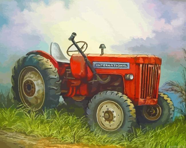Vintage red farm tractor painting by numbers.jpeg