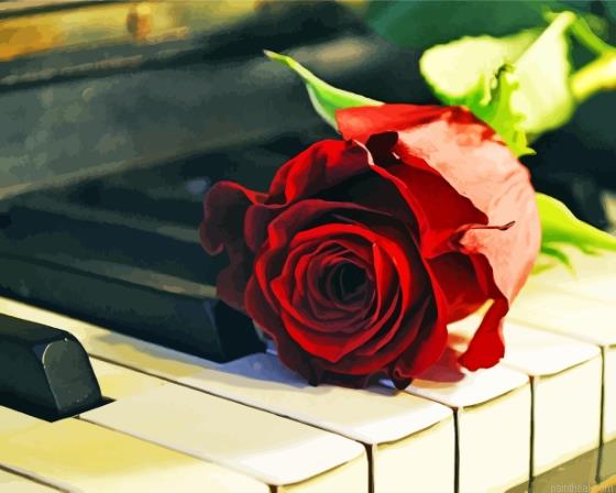 Vintage red rose with piano keys painting by numbers.jpeg