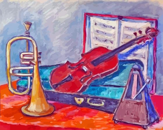 Vintage still life trumpet painting by numbers.jpeg