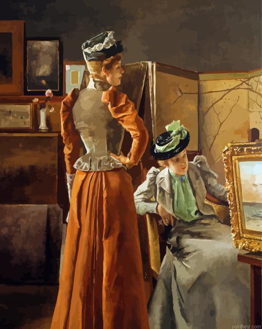 Visit to the studio by alfred stevens painting by numbers.jpeg