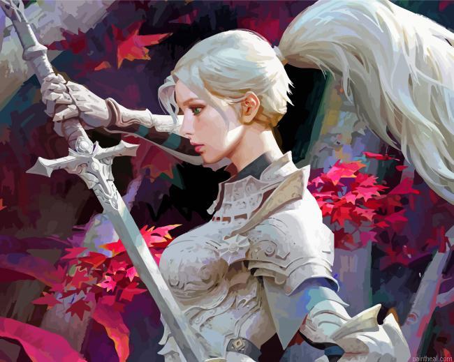 White hair anime woman painting by numbers.jpeg