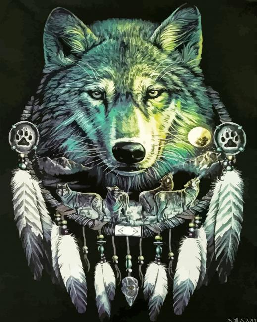 Wild wolf and feathers painting by numbers.jpeg