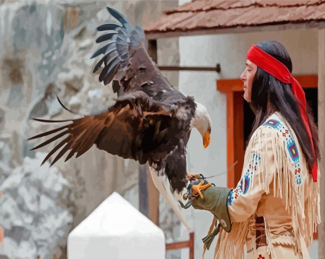 Winnetou character with eagle painting by numbers.jpeg