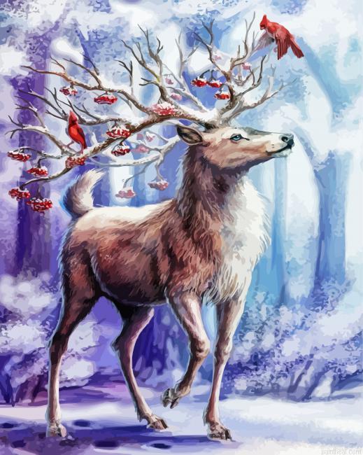 Winter fawn snow painting by numbers.jpeg