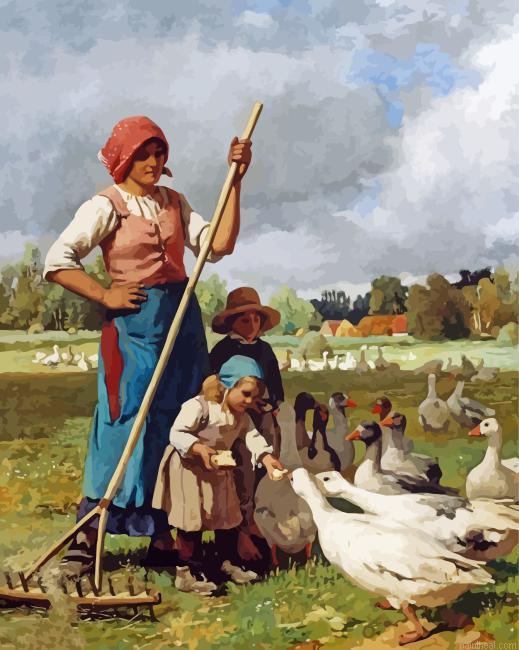 Woman feeding geese painting by numbers.jpeg