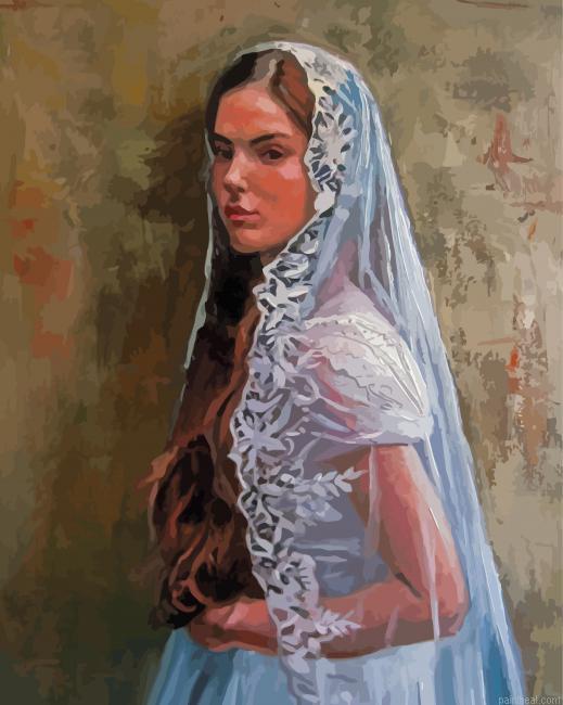 Woman with wedding lace veil painting by numbers.jpeg