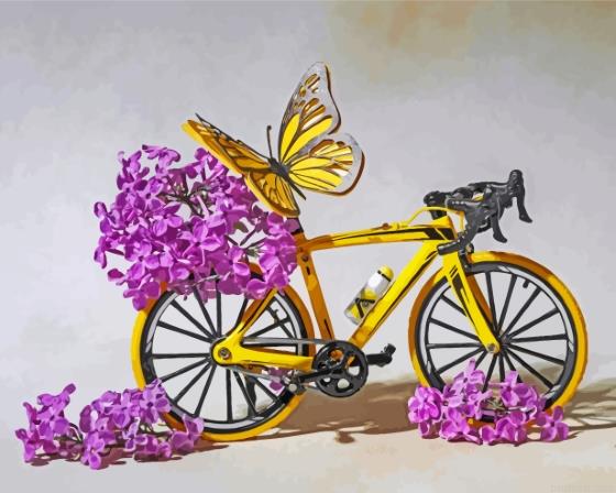 Yellow bike and lilac flowers painting by numbers.jpeg