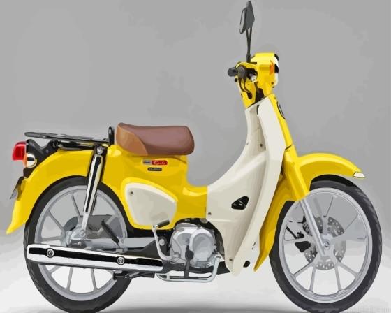 Yellow motorcycle honda super cub painting by numbers.jpeg