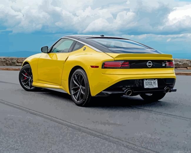 Yellow nissan z sport car painting by numbers.jpeg