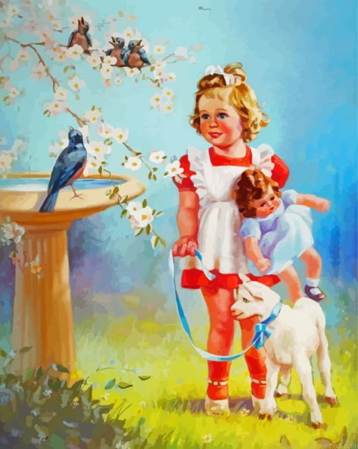 Young girl with cute lamb painting by numbers.jpeg