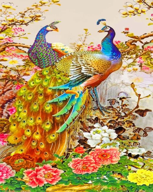 Aesthetic peacocks birds painting by numbers.jpeg