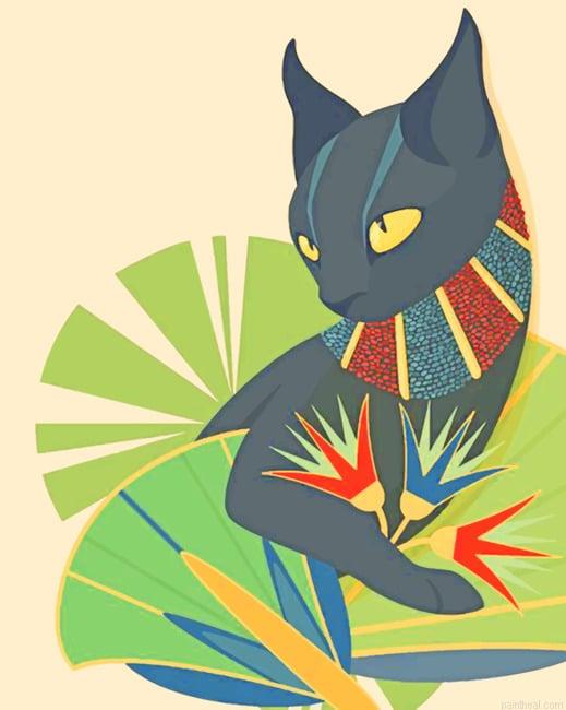 Black egyptian cat illustration painting by numbers.jpeg
