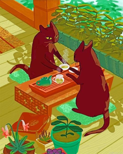 Cats drinking hot tea illustrations painting by numbers.jpeg