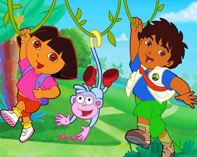 Dora diego and boots painting by numbers.jpeg